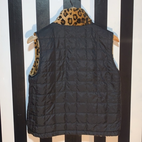 Vintage Reversible Black/Leopard Print Winter Puffy Vest 90s y2k Aesthetic Small - Picture 13 of 14